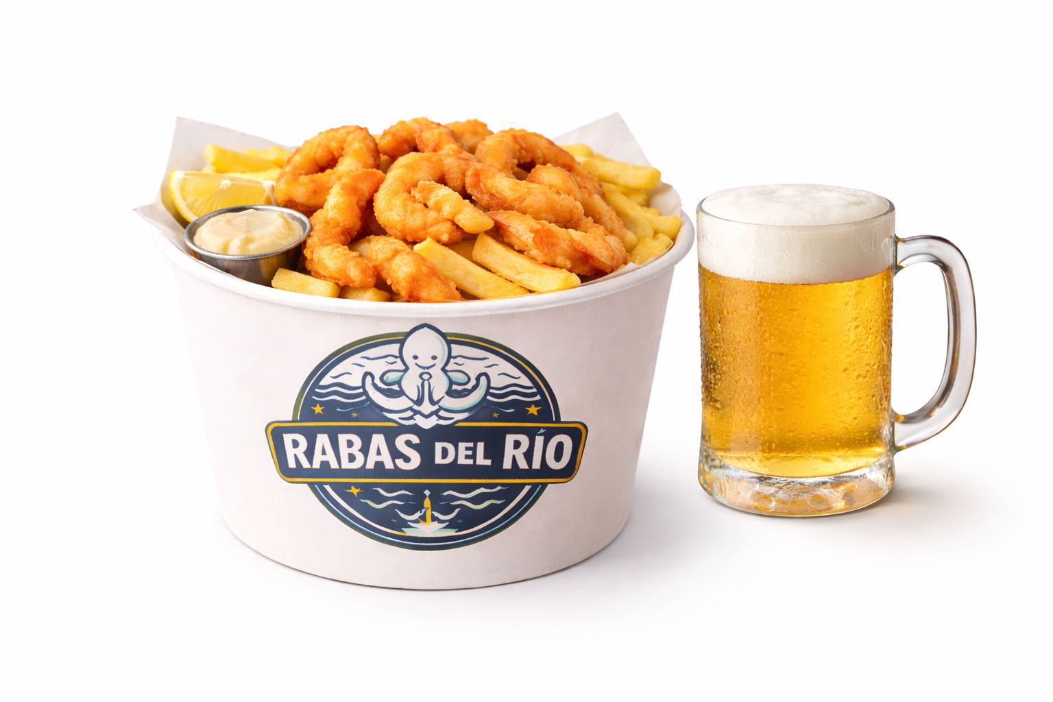 LANGOSTINOS +PAPAS + CERVEZA